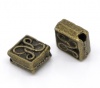 Picture of Zinc Based Alloy Spacer Beads Rhombus Antique Bronze Flower Color Plated About 5mm x 5mm, Hole: Approx 1.2mm, 120 PCs