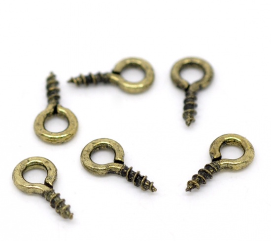 Picture of Bronze Tone Screw Eyes Bails Top Drilled Findings 8x4mm, sold per packet of 1000