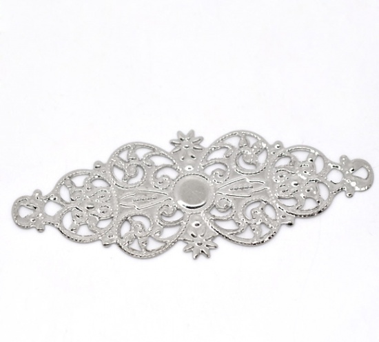 Picture of Filigree Stamping Connectors Findings Flower vine Silver Tone Flower Hollow 61mm x 24mm, 50 PCs