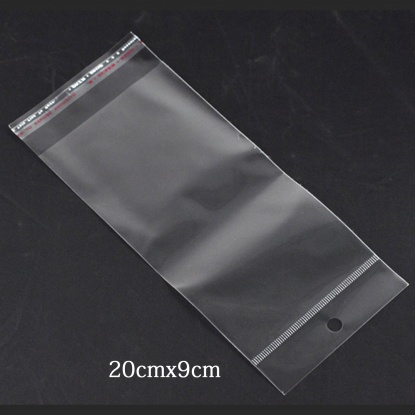 プラスチック製 接着ポリ袋 長方形 透明 (使用可能なスペース：15x9cm) 20cm x 9cm、 200 PCs の画像