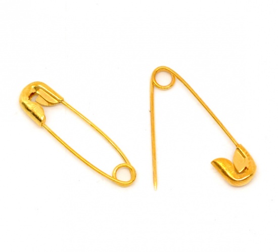 Picture of Gold Plated Safety Pins Findings 19x5mm, sold per packet of 500