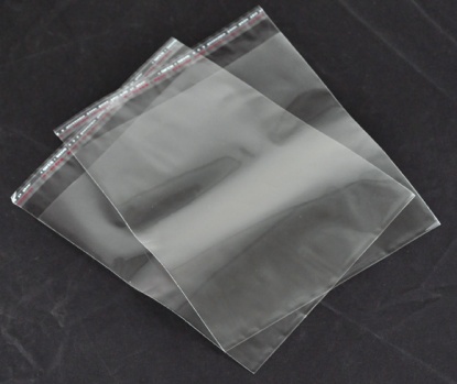 Picture of Plastic Self Seal Self Adhesive Bags Rectangle Transparent Clear (Usable Space: 17.5x16cm) 20cm x 16cm, 100 PCs
