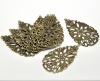 Image de Pendentifs Estampe en Filigrane Creux en Alliage de Fer Goutte d'Eau Fleurs Gravé Bronze Antique Plaqué 6.8cm x 4cm, 20 Pcs