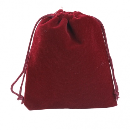 Изображение Мешочки для Бижутерий из Фланелета 12cm x 10cm со Шнуром Темно-красные,проданные 10 шт/уп