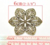 Picture of Antique Bronze Filigree Stamping Flower Wraps Connectors 6x5.3cm(2-3/8"x2-1/8"), sold per packet of 30