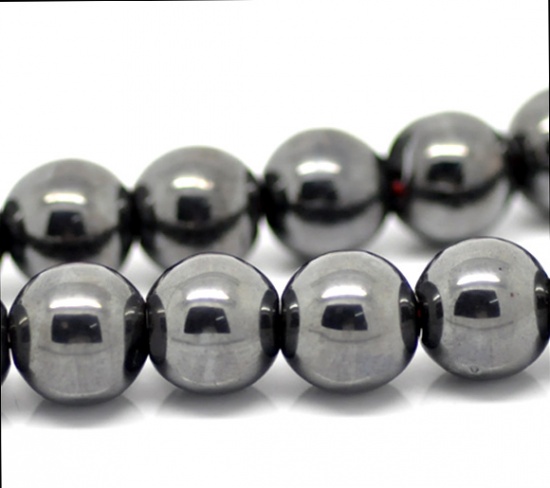 Immagine di Ematite Perline Tondo Nero Circa 10mm Dia, Foro: Circa 1.0mm, lunghezza:40.0cm 1 Filo （Circa 40Pezzi/Treccia)