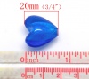 Picture of Lampwork Glass Loose Beads Heart Blue Foil About 20mm x 20mm, Hole: Approx 2.4mm, 10 PCs