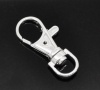 Picture of Zinc Based Alloy Keychain & Keyring Silver Plated Lobster Clasp 3.5cm x 1.5cm, 20 PCs