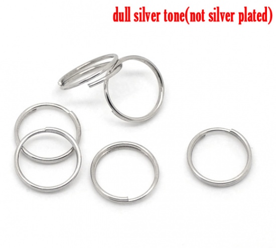 Picture of 0.7mm Iron Based Alloy Double Split Jump Rings Findings Round Silver Tone 10mm Dia, 300 PCs