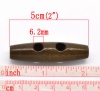 Picture of Wood Sewing Toggle Button 2 Holes Oval Dark Coffee 50mm(2") x 13mm( 4/8"), 30 PCs