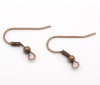 Picture of Iron Based Alloy Ear Wire Hooks Earring Findings Antique Copper 21mm( 7/8") x 18mm( 6/8"), Post/ Wire Size: (21 gauge), 300 PCs