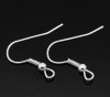 Picture of Iron Based Alloy Ear Wire Hooks Earring Findings Silver Plated 21mm( 7/8") x 18mm( 6/8"), Post/ Wire Size: (21 gauge), 1500 PCs