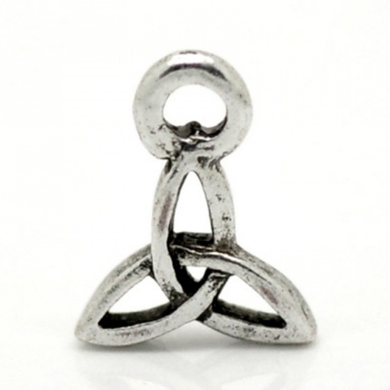 Picture of Zinc Based Alloy Charms Celtic Knot Antique Silver 10mm( 3/8") x 8mm( 3/8"), 50 PCs