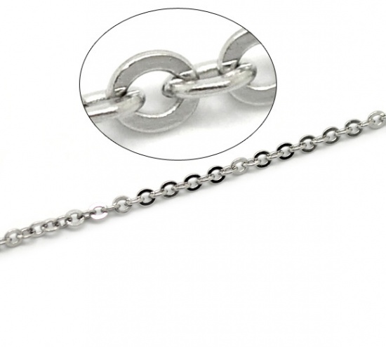 Immagine di Acciaio Inossidabile Collegamenti Cavo Catena Tono Argento 3x2.5mm, 10M