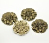 Picture of Antique Bronze Filigree Stamping Flower Embellishment Findings 4.8cm(1-7/8"), sold per packet of 10