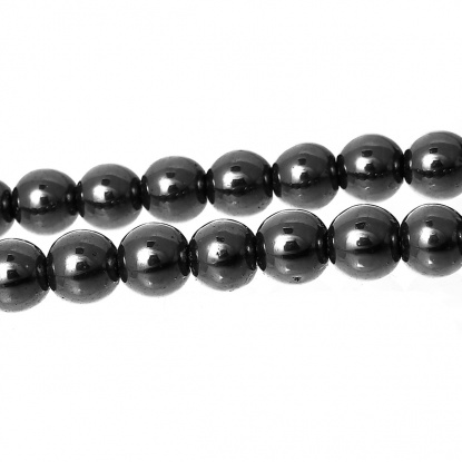 Bild von Schwarz Hämatit Rund Locker Perlen Beads 6mm 45cm Lang. Verkauft eine Packung mit 3 Stränge
