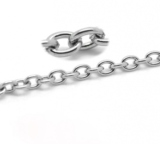 Picture of 304 Stainless Steel Open Link Cable Chain Findings Silver Tone 4x3mm(1/8"x1/8"), 20 M