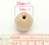 Picture of Natural Hinoki Wood Beads Ball 25mm - 23mm Dia, Hole: Approx 5mm, 30 PCs