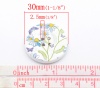 Picture of Wood Sewing Buttons Scrapbooking 4 Holes Round Multicolor Flower Butterfly Pattern 30mm(1 1/8") Dia, 30 PCs