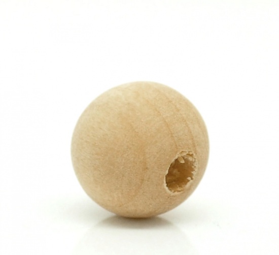 Picture of Wood Spacer Beads Round Natural About 10mm Dia., Hole: Approx 2.8mm, 300 PCs
