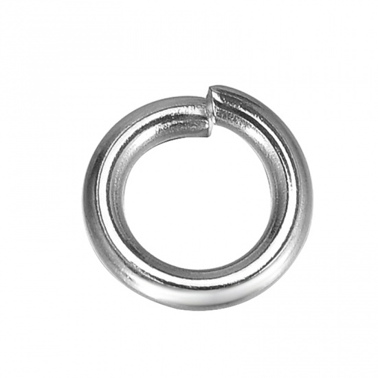 Picture of 304 Stainless Steel Opened Jump Rings Findings Round Silver Tone 7mm( 2/8") Dia, 300 PCs