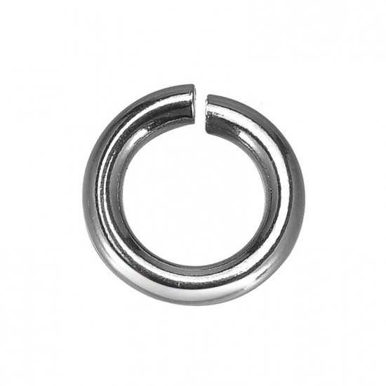 Picture of 304 Stainless Steel Opened Jump Rings Findings Round Silver Tone 8mm( 3/8") Dia, 200 PCs