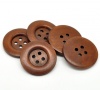 Picture of Wood Sewing Buttons Scrapbooking 4 Holes Round Reddish Brown 4cm(1 5/8") Dia, 30 PCs