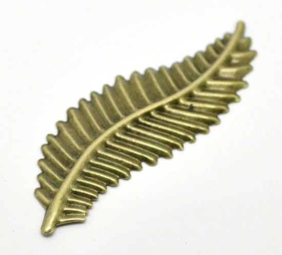 Picture of 20PCs Antique Bronze Leaf Stamping Embellishments Findings 8.5cmx2.8cm(3 3/8"x1 1/8")