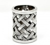 Picture of Zinc Based Alloy Spacer Beads Cylinder Antique Silver Lattice Carved About 29mm x 21mm, Hole:Approx 17mm, 2 PCs