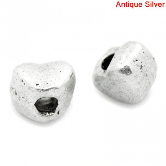 Picture of Zinc Based Alloy Spacer Beads Heart Antique Silver About 4mm x 3mm, Hole:Approx 1mm, 500 PCs