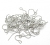 Picture of Iron Based Alloy Ear Wire Hooks Earring Findings Silver Tone 20mm( 6/8") x 10mm( 3/8"), Post/ Wire Size: (22 gauge), 500 PCs