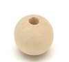 Bild von Hinoki Holz Perlen Rund Naturfarben ca. 16mm D., Loch: ca. 4mm, 100 Stück