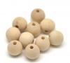 Picture of Hinoki Wood Spacer Beads Round Natural About 16mm Dia., Hole: Approx 4mm, 100 PCs