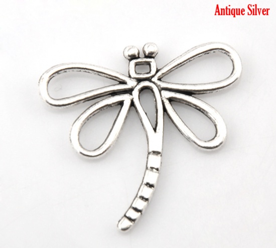 Picture of Zinc Based Alloy Pendants Dragonfly Animal Antique Silver 3cm x 2.8cm, 30 PCs