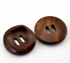 Bild von Holz Knöpfe zum aufnähen Rund Kaffeebraun Zwei Löcher 3cm D 50 Stück