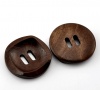 Bild von Holz Knöpfe zum aufnähen Rund Kaffeebraun Zwei Löcher 3cm D 50 Stück