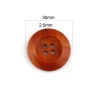 Picture of Wood Sewing Buttons Scrapbooking 4 Holes Round Coffee 3cm(1 1/8") Dia, 50 PCs