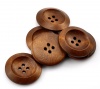 Picture of Wood Sewing Buttons Scrapbooking 4 Holes Round Coffee 3cm(1 1/8") Dia, 50 PCs