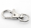 Picture of Zinc Based Alloy Keychain & Keyring Swivel Clasp Silver Tone 37mm x 17mm, 150 PCs
