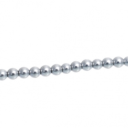 Bild von Hämatit Perlen Silberfarbe Rund 4mm D.,Loch:ca. 1 mm, 40cm Lang 3 Stränge (ca 105 Stücke/Strang)