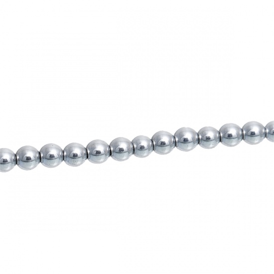 Immagine di Ematite Perline Tondo Tono Argento Tono Argento Circa 4mm Dia, Foro: Circa 1mm, lunghezza:40cm 3 Fili （Circa 105Pezzi/Treccia)