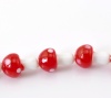 Picture of Lampwork Glass Beads Mushroom White & Red Dyed About 18mm x 12mm, Hole: Approx 2mm, 36cm(14 1/8") long, 2 Strands (Approx 20 PCs/Strand)