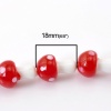 Picture of Lampwork Glass Beads Mushroom White & Red Dyed About 18mm x 12mm, Hole: Approx 2mm, 36cm(14 1/8") long, 2 Strands (Approx 20 PCs/Strand)