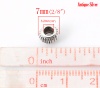 亜鉛合金 スペーサ ビーズ ランタン 銀古美 ストライプパターン 約7mm x 5mm、 　穴：約3.2mm、 100 PCs の画像