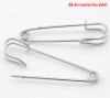 Picture of 20PCs Silver Tone Safety Pins Brooches 5x1.3cm(2"x4/8")