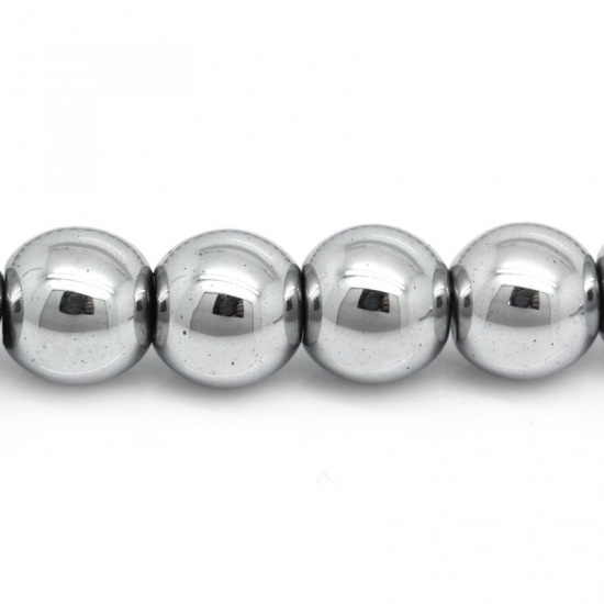 Immagine di Ematite Perline Tondo Colore Placcato Come 6mm Dia., Foro:circa 1.5mm, 43cm L unghezza, 2 Fili (Corca 70 Pz/ Sfilza)