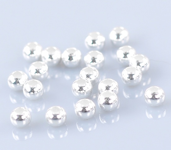 Bild von Sterling Silber Rocailles Perlen Rund Silbrig ca. 3mm D., Loch:ca. 1.2mm, 30 Stück