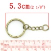 Picture of Iron Based Alloy Keychain & Keyring Round Antique Bronze Stripe Carved 5.3cm Dia, 30 PCs