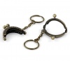 Picture of Iron Based Alloy Keychain & Keyring Kiss Clasp Lock Purse Frame Arch Antique Bronze Ball 4.2x3.5cm(1 5/8"x1 3/8"), Open Size: 6.3x4.2cm(2 4/8"x1 5/8", 2 PCs