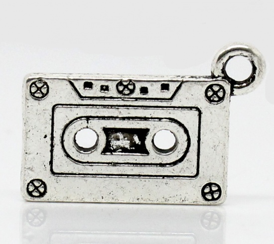 Picture of Charm Pendants Cassette Tape Antique Silver 27x13mm,20PCs